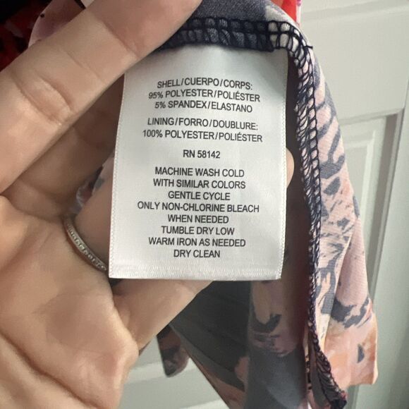 Maggy London Women's Vibrant Floral Knit Pleated Dress Navy Blue 12 knee length - Picture 5 of 7